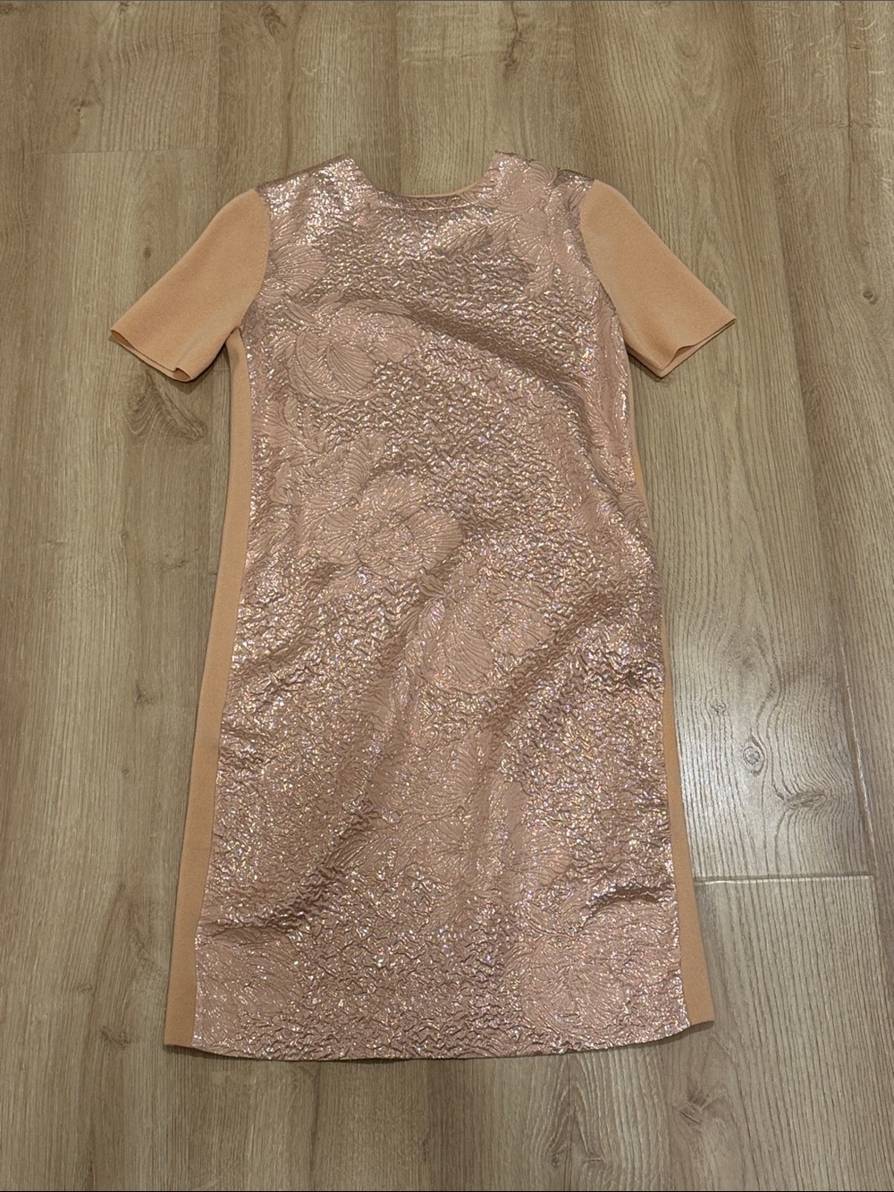 Tory Burch Blush Pink Metallic Panel Knit Dress